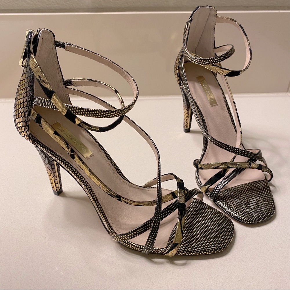 ✨New✨ Louise et Cie Strappy “Kreeli” Heeled Stiletto Metallic Heels
